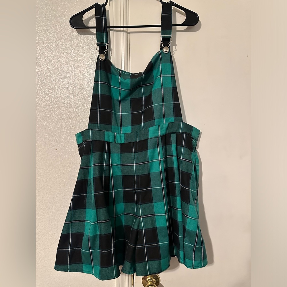 Collectif Plaid Overall Shorts NWOT